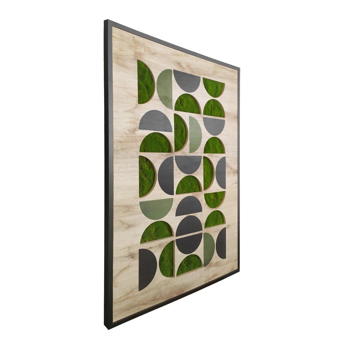 Moosbild Naturfarben/Schwarz/Grün - Dunkelgrün/Schwarz, Basics, Holz/Kunststoff (70/100cm)