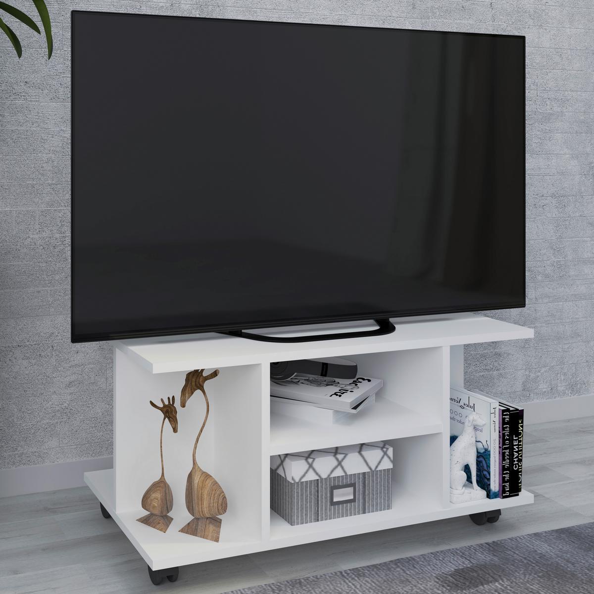 Stojalo Za Tv Findalo, Bela - bela, Moderno, umetna masa/leseni material (80/40/40cm) - MID.YOU