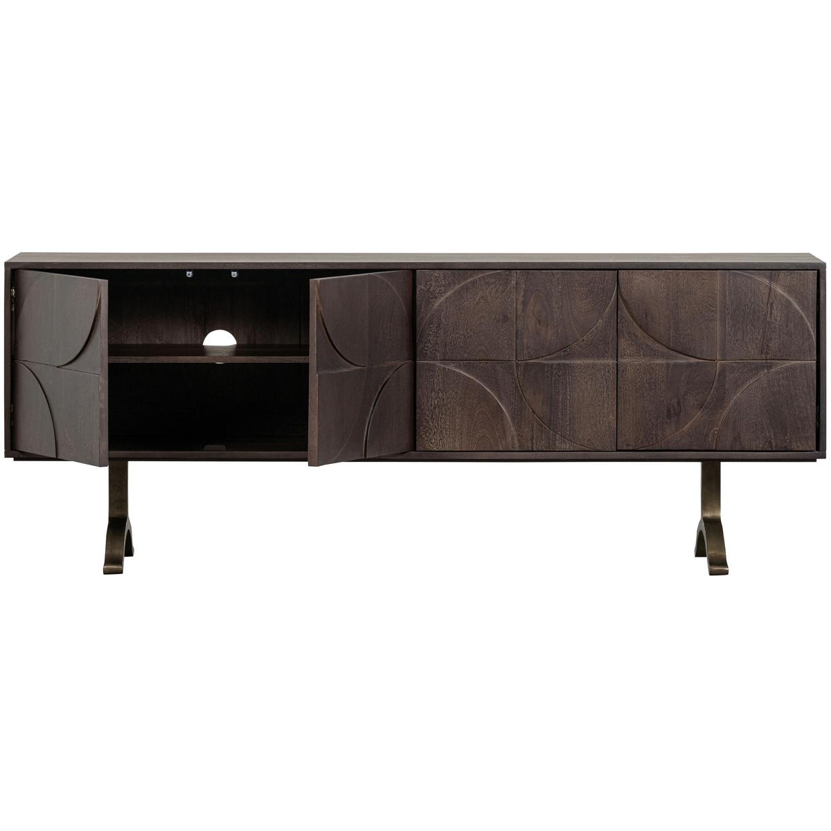 Sideboard Draw Walnussfarben - Messingfarben/Walnussfarben, Design, Holz/Metall (180/70/40cm) - Livetastic