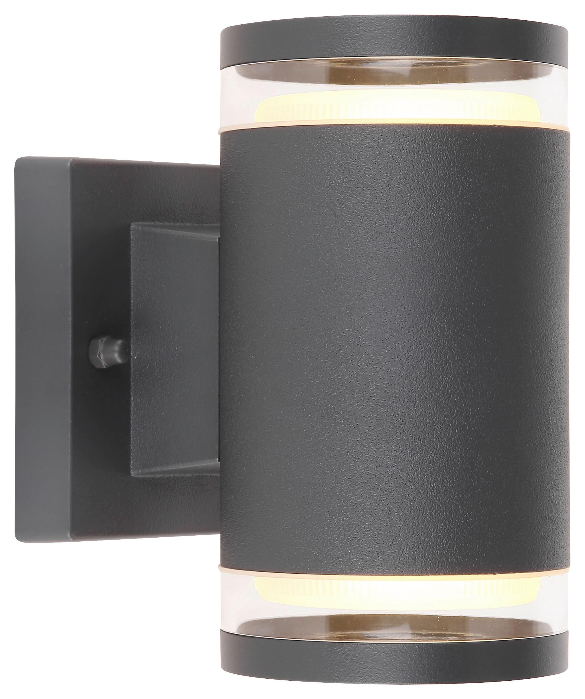 AUSSENWANDLEUCHTE ALCALA B: 10 CM ANTHRAZIT - Klar/Anthrazit, Basics, Glas/Metall (10/16,5cm) - Globo