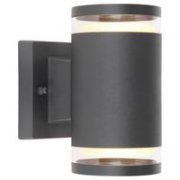 AUSSENWANDLEUCHTE ALCALA B: 10 CM ANTHRAZIT - Klar/Anthrazit, Basics, Glas/Metall (10/16,5cm) - Globo