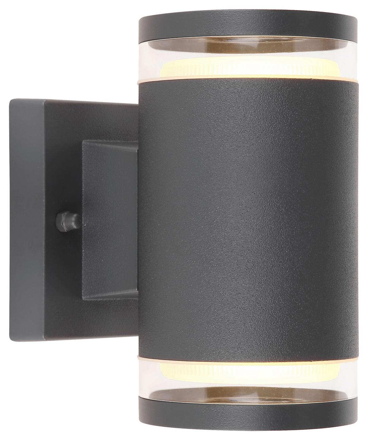 AUSSENWANDLEUCHTE ALCALA B: 10 CM ANTHRAZIT - Klar/Anthrazit, Basics, Glas/Metall (10/16,5cm) - Globo