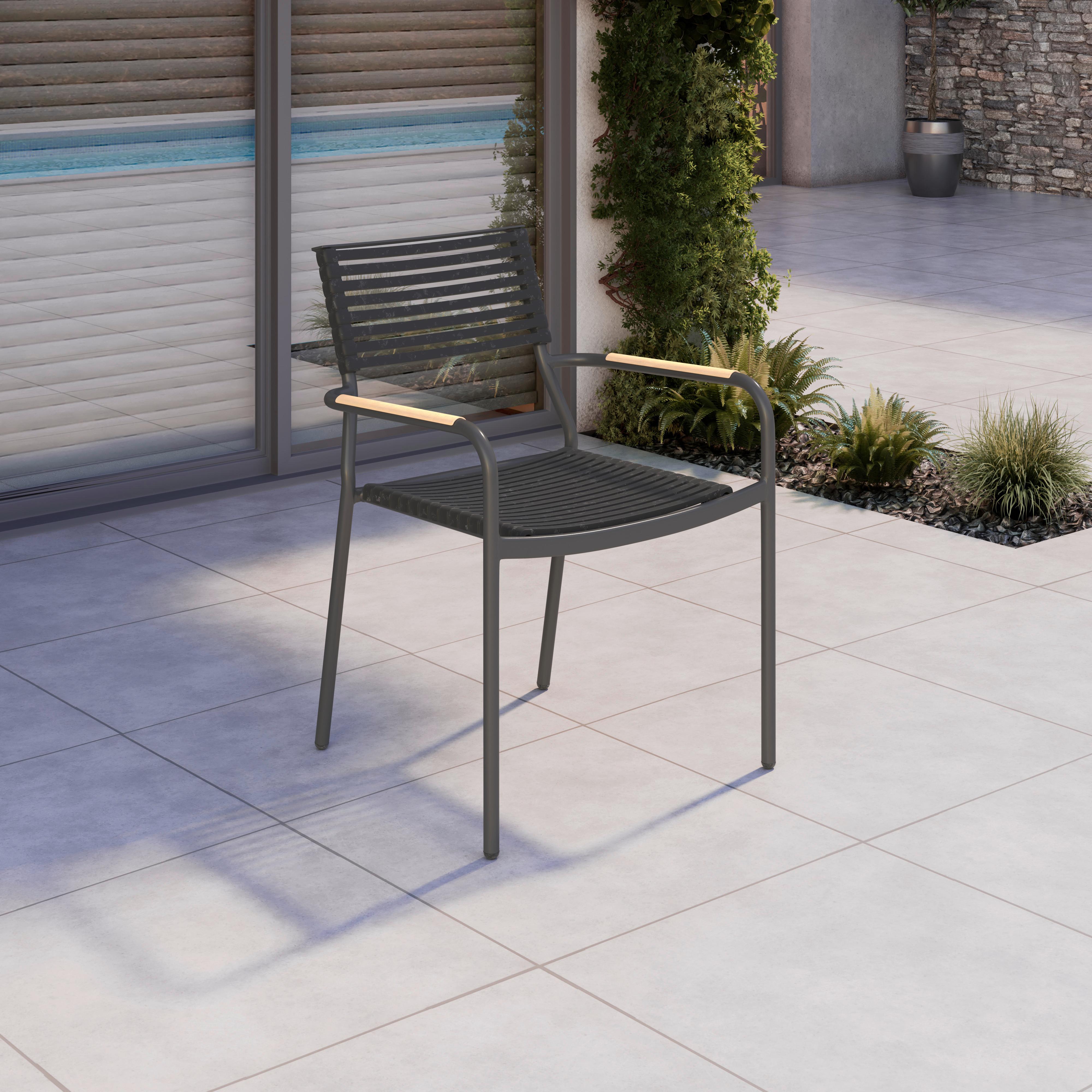 Gartenstuhl Iris Anthrazit/Naturfarben - Anthrazit/Naturfarben, Basics, Kunststoff/Metall (56/79/58cm) - Mömax