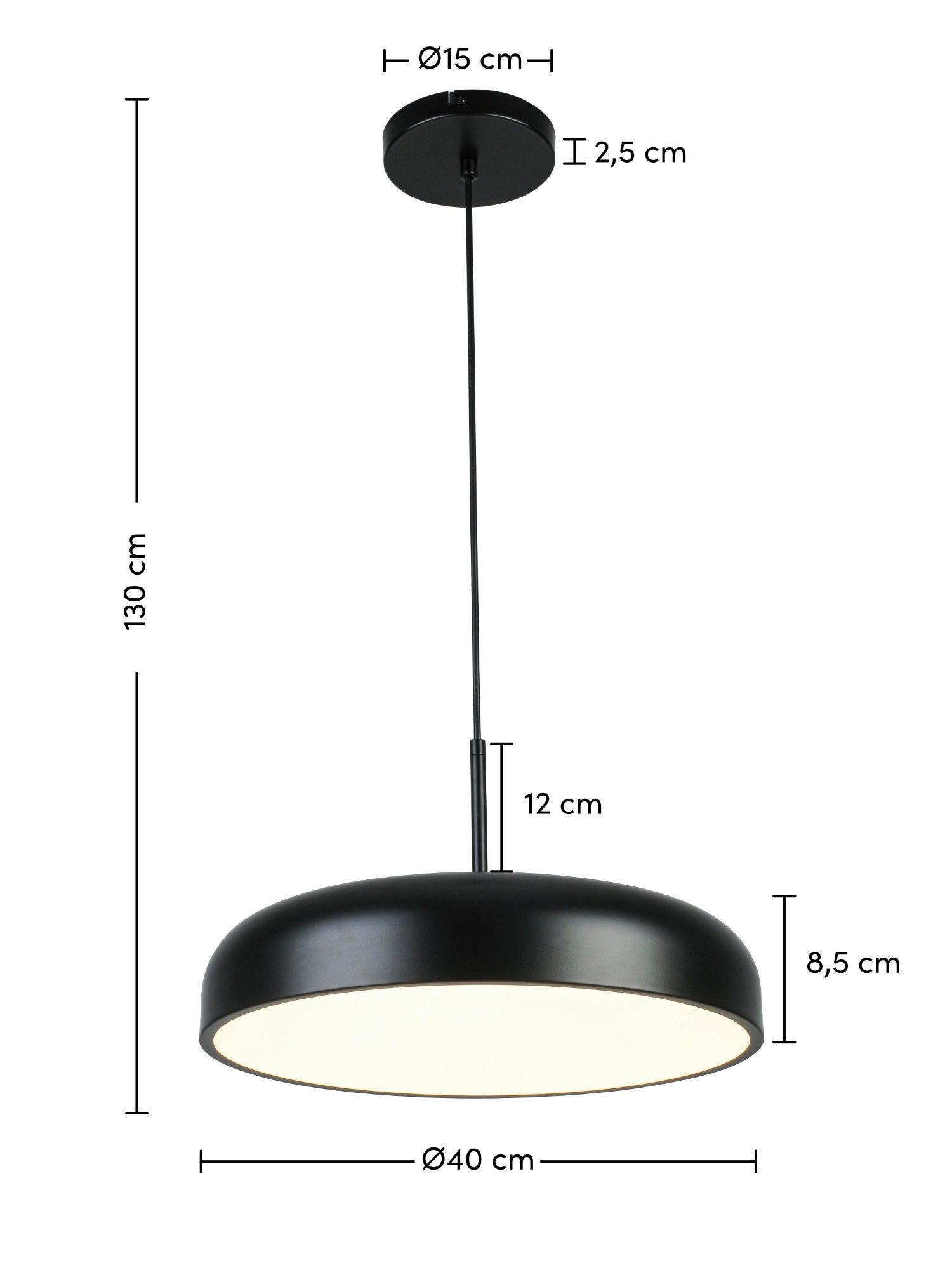 LED-HÄNGLAMPA MIKE - vit/svart, Modern, metall/plast (40/40/130cm) - Mömax
