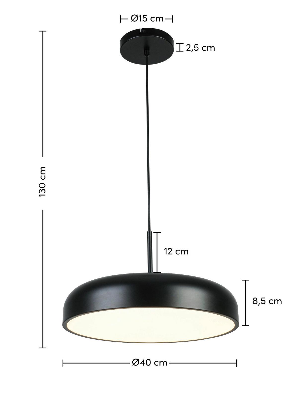 LED-Hängeleuchte Mike Schwarz/Weiß max. 36 Watt - Transparent/Schwarz, MODERN, Kunststoff/Metall (40/130cm) - Mömax