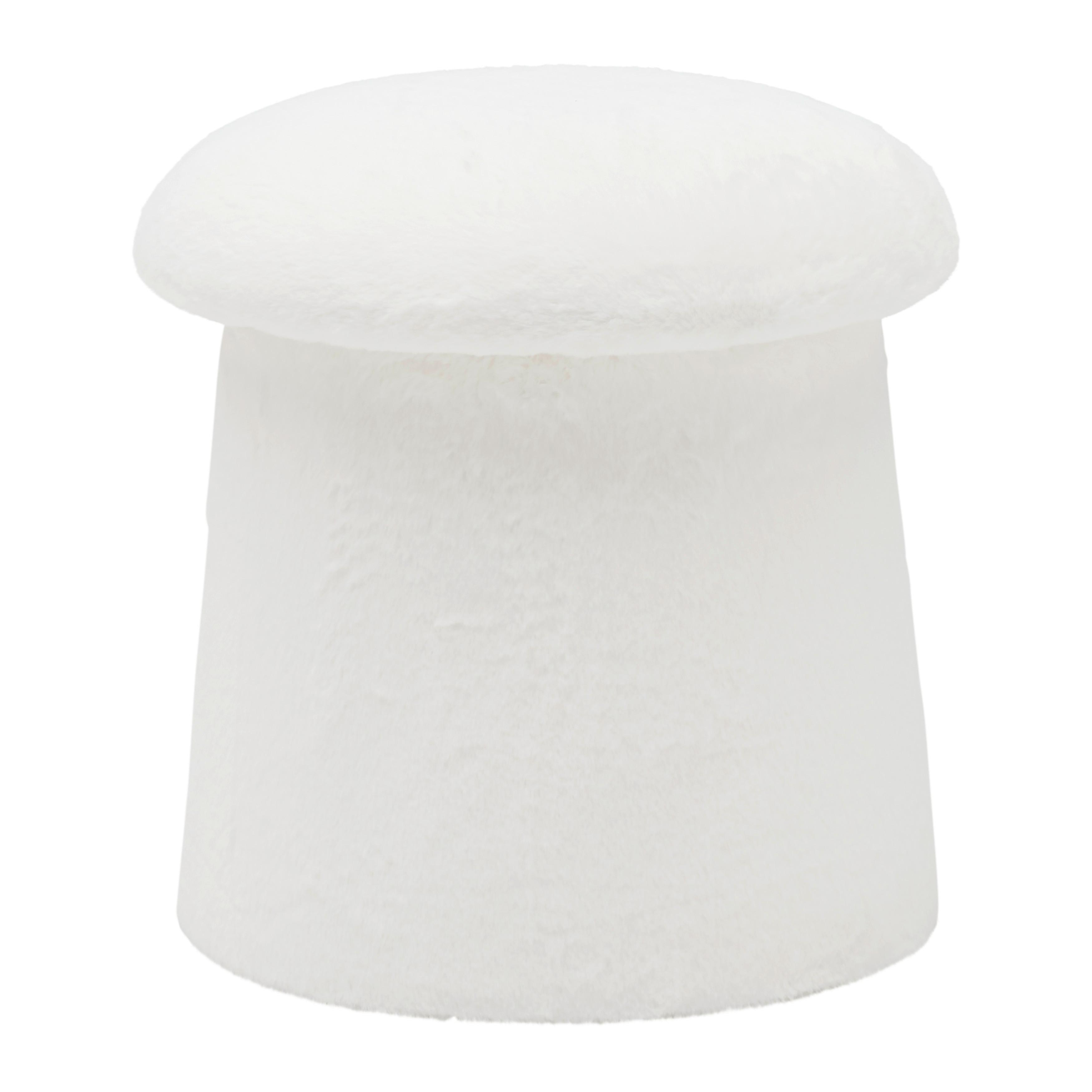 HOCKER FUNGI -TREND- - Weiss/Beige, Romantik / Landhaus, Holzwerkstoff/Textil (41/43/41cm) - Premium Living