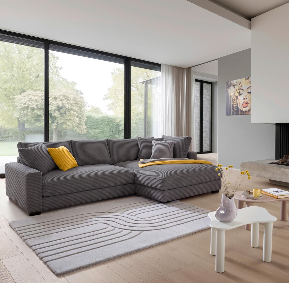 Ecksofa Pedro Grau - Schwarz/Grau, MODERN, Kunststoff/Textil (300/190cm) - Mömax