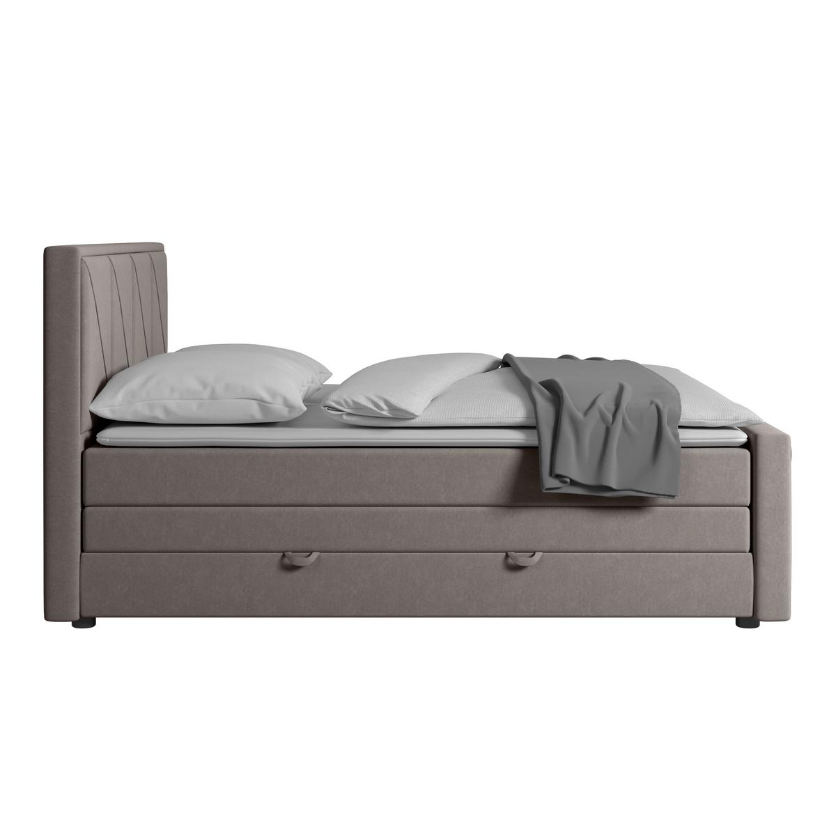 Boxspringbett Oslo Hellgrau ca. 180x200 cm Hellgrau - Hellgrau/Schwarz, MODERN, Holzwerkstoff/Kunststoff (180/200cm) - MID.YOU