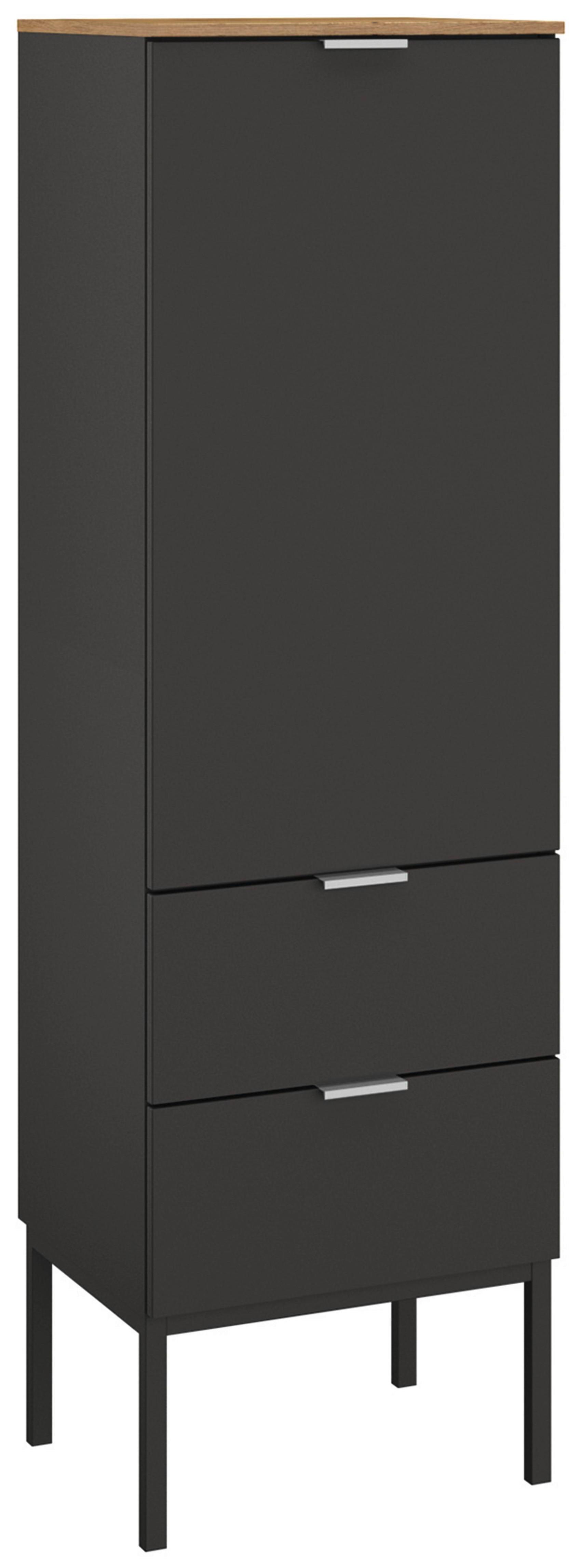 Visoka Komoda Lima, Barva Grafita, Barva Hrasta - barve aluminija/barve grafita, Trend, kovina/leseni material (40/138/42cm) - Stylife