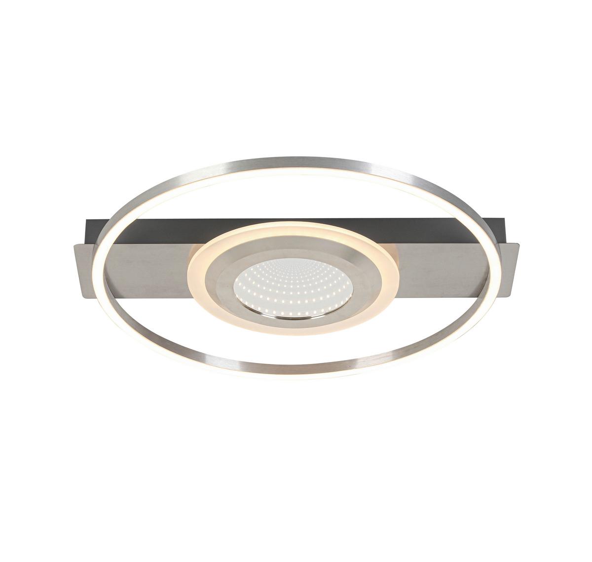 LAMPA SUFITOWA LED SANDRA - szary/kolor niklowy, Trend, tworzywo sztuczne/metal (42/40/6cm) - Novel