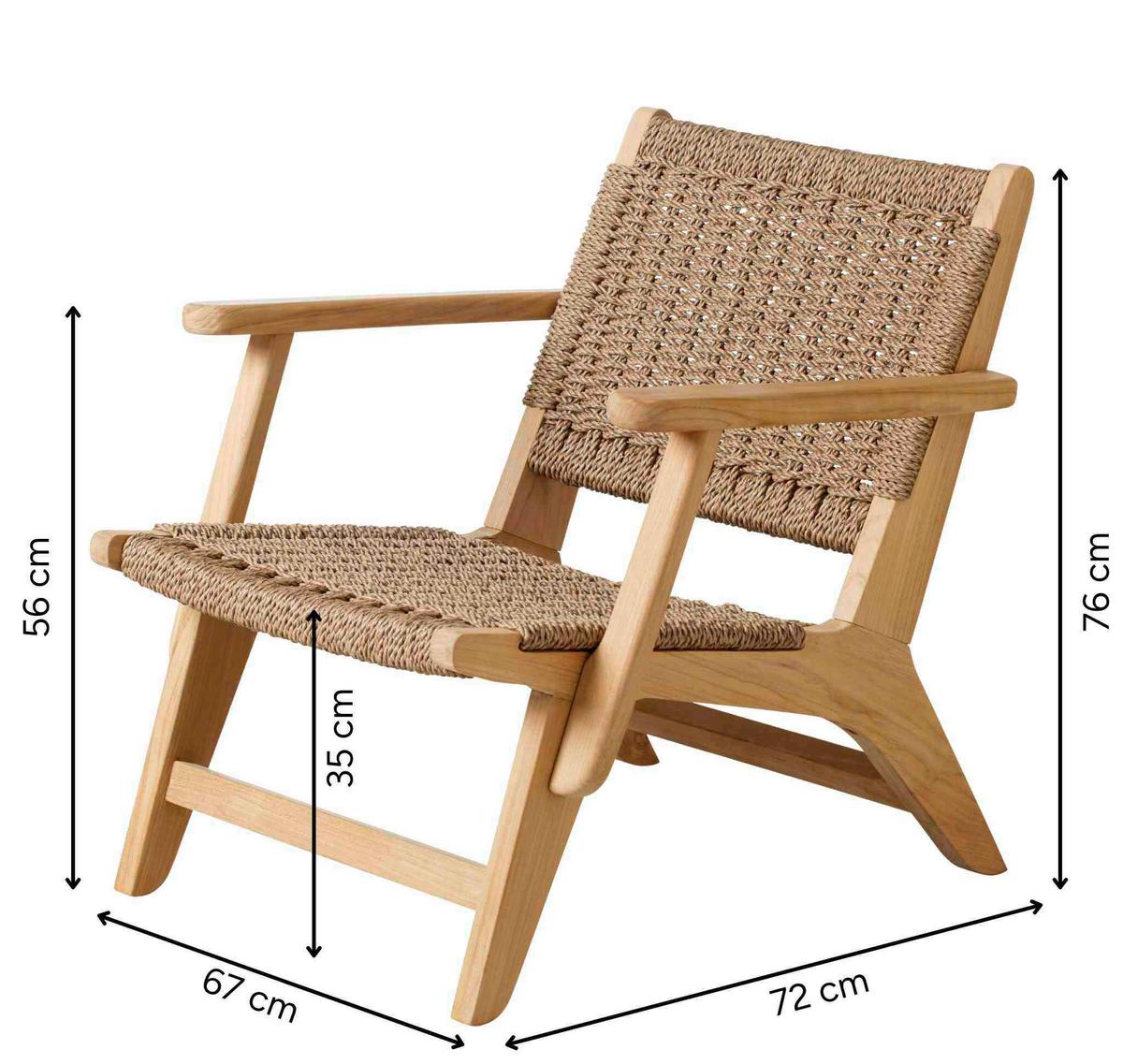 Loungesessel Eya - Braun/Teakfarben, Natur, Holz/Kunststoff (68/70/75cm) - Gardenson