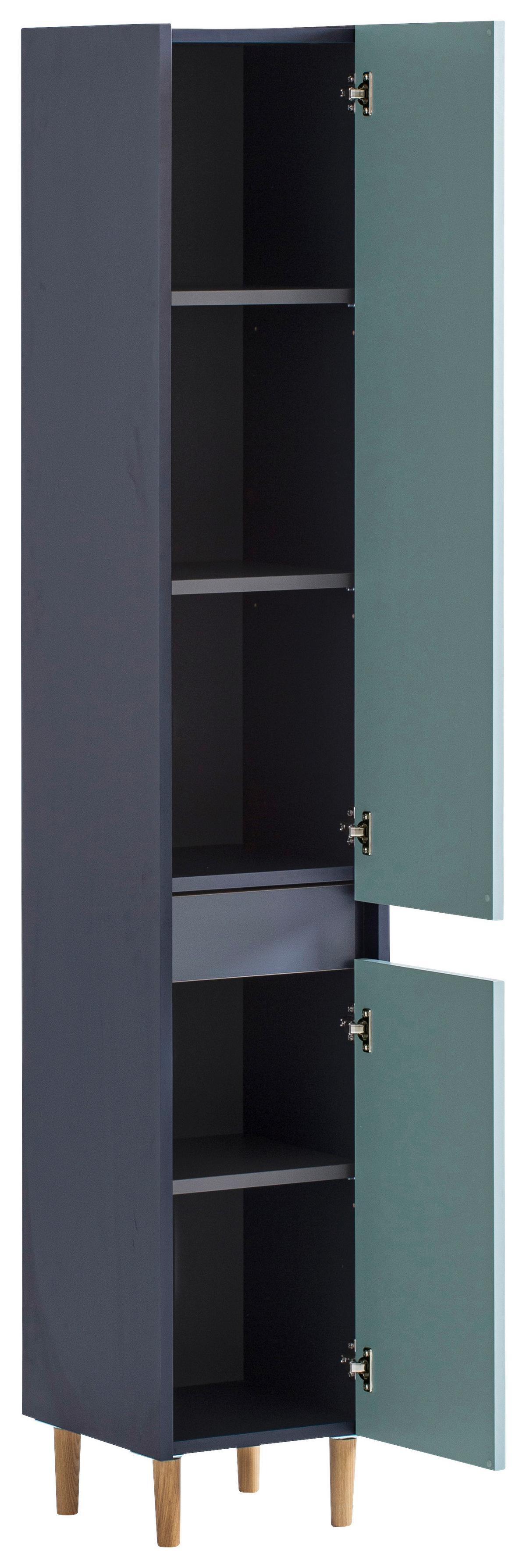 Hochschrank Lovis Dunkelblau - Eschefarben/Dunkelblau, MODERN, Holz/Holzwerkstoff (30,2/170,0/33,0cm) - MID.YOU