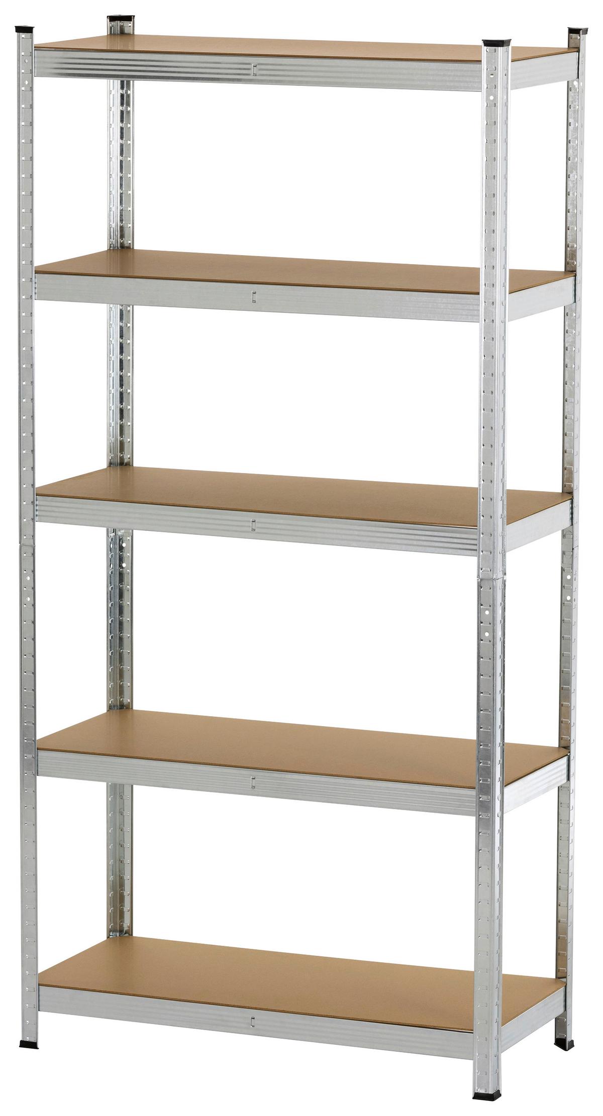 REGAŁ CIĘŻKIEGO SKŁADOWANIA JULIANA - kolor stalowy/brązowy, Basics, materiał drewnopochodny/metal (75/174/30cm)