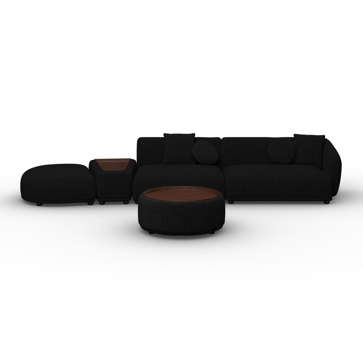 Wohnlandschaft Kira Chenille Schwarz - Schwarz, MODERN, Holz/Textil (410/71/107cm) - Bessagi Home