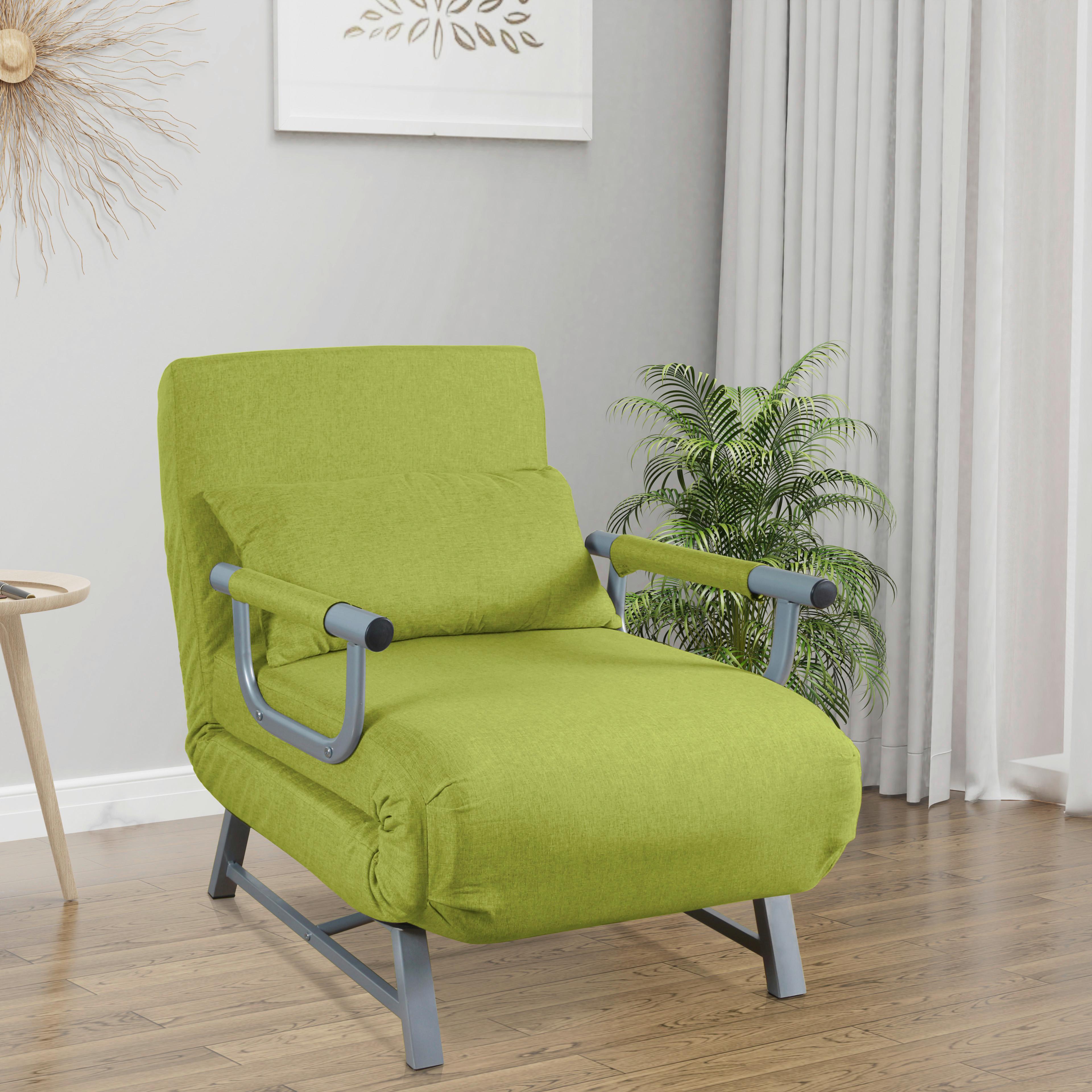 Fotelj S Funkcijo Ležišča Kolino, Zelena - siva/zelena, Moderno, kovina/tekstil (64/95/78cm) - MID.YOU