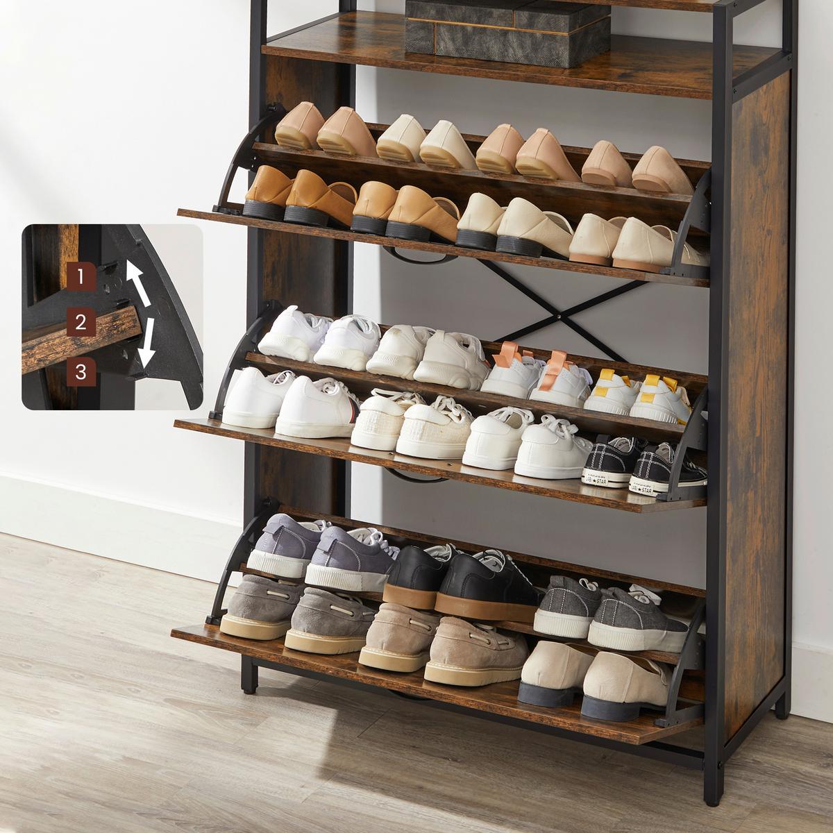 SCHUHKIPPER SHOE CABINET - Schwarz/Braun, MODERN, Holzwerkstoff/Metall (80/131/30cm) - MID.YOU