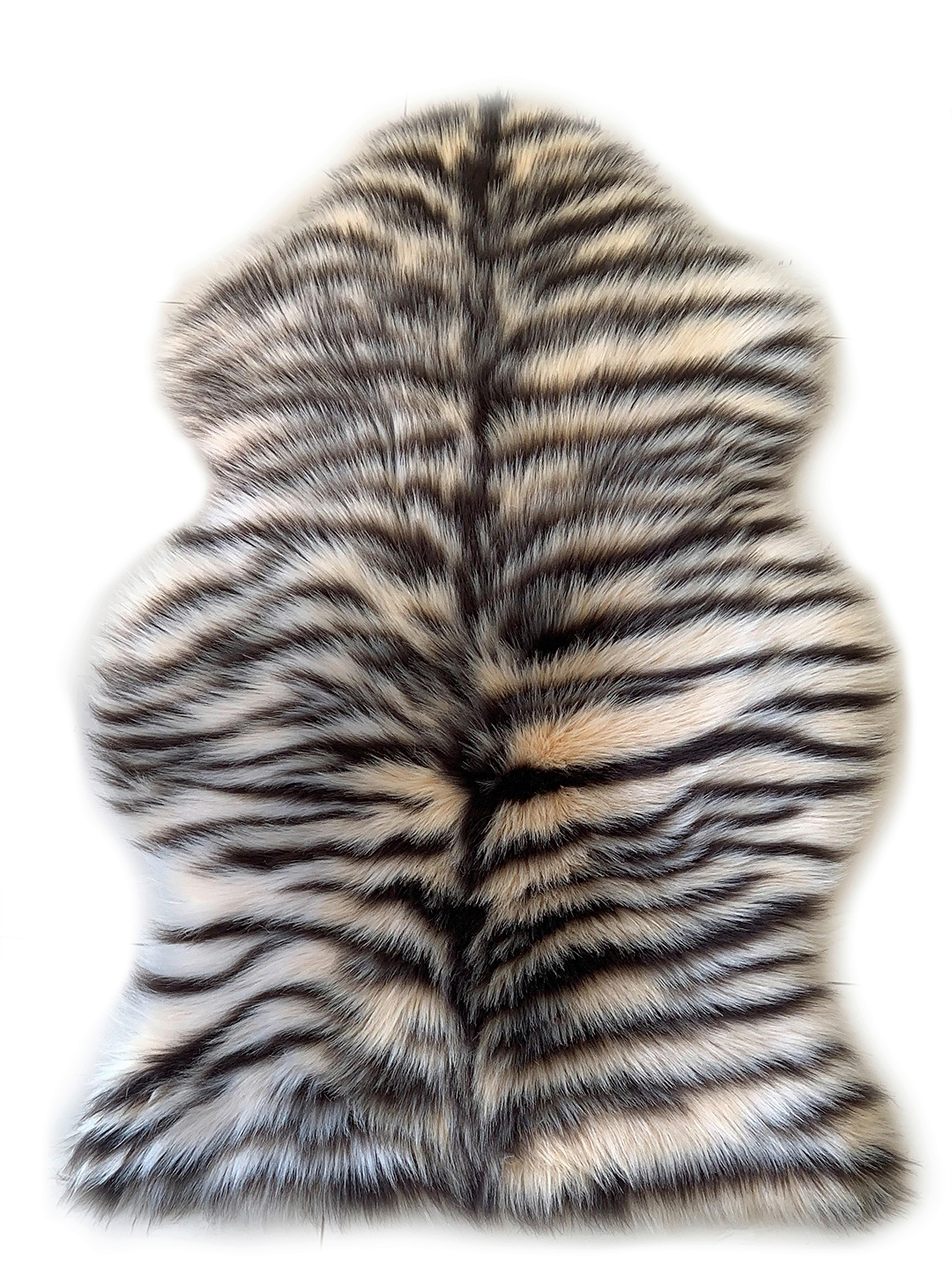 Kunstfell Tiger ca. 90x60cm - Beige, Basics, Textil (90/60cm) - Modern Living