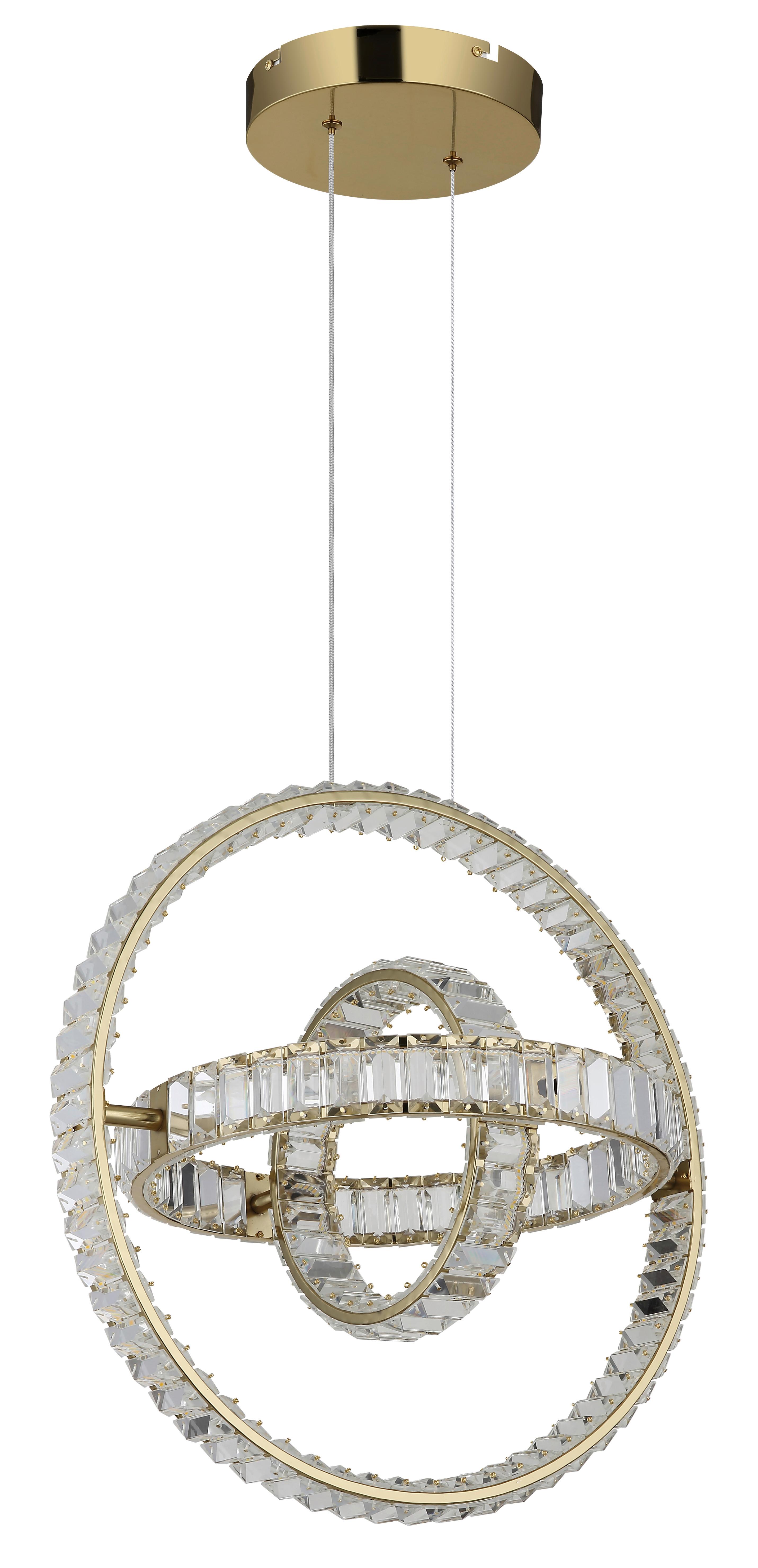 LED-HÄNGELEUCHTE 67339-115G NEIL - Klar/Goldfarben, Design, Glas/Metall (50/40/120cm) - Globo
