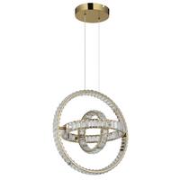 LED-HÄNGELEUCHTE 67339-115G NEIL - Klar/Goldfarben, Design, Glas/Metall (50/40/120cm) - Globo