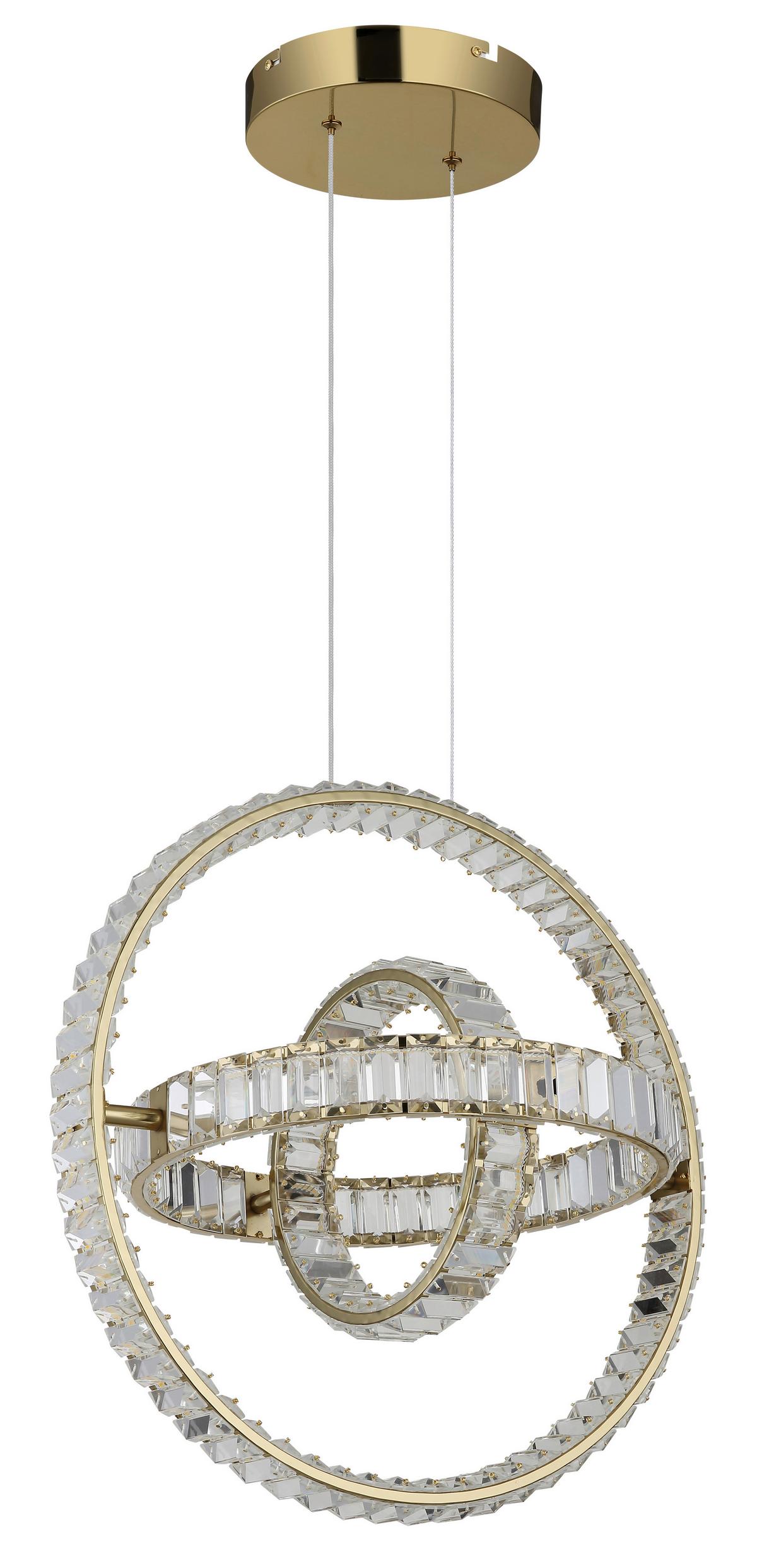 LED-HÄNGELEUCHTE 67339-115G NEIL - Klar/Goldfarben, Design, Glas/Metall (50/40/120cm) - Globo