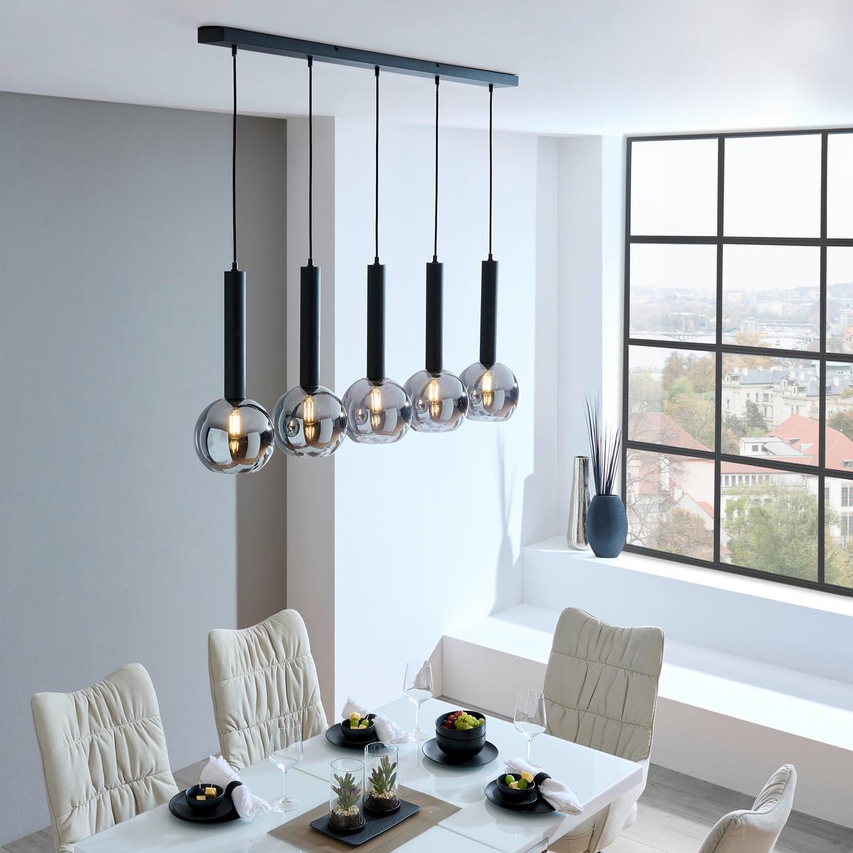 LAMPA WISZĄCA X30115032 HELSINGBORG - czarny, Trend, metal/szkło (115/30/150cm) - Dieter Knoll