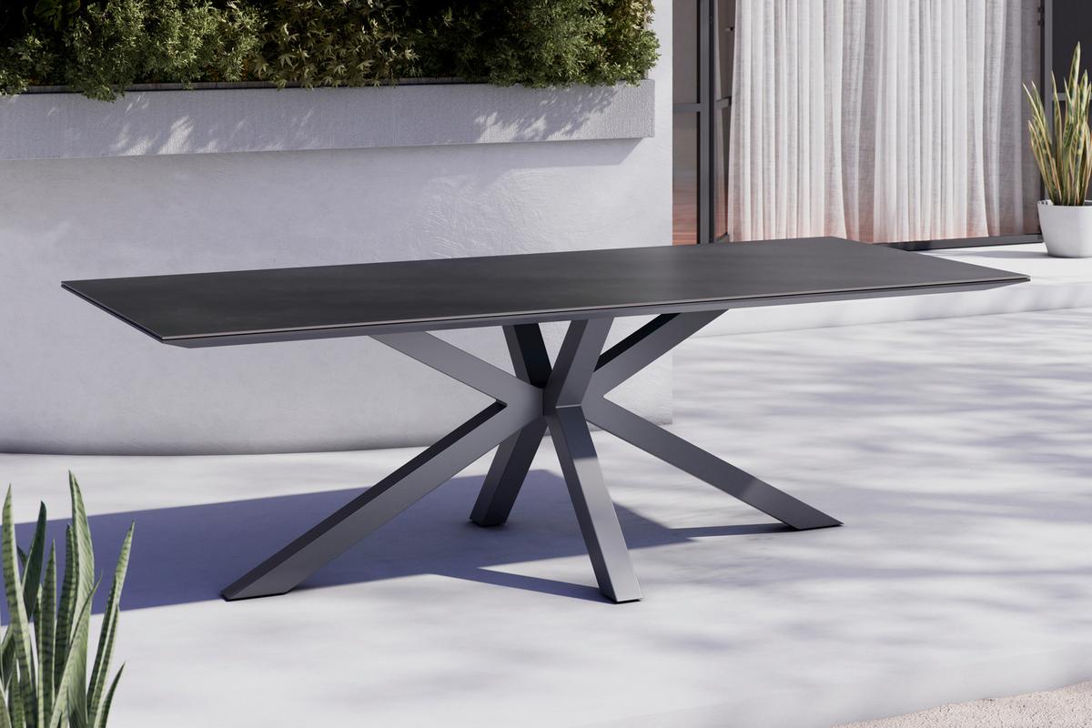 Gartentisch Marbella Anthrazit Aluminium - Anthrazit, MODERN, Glas/Metall (240/75/100cm) - Mömax