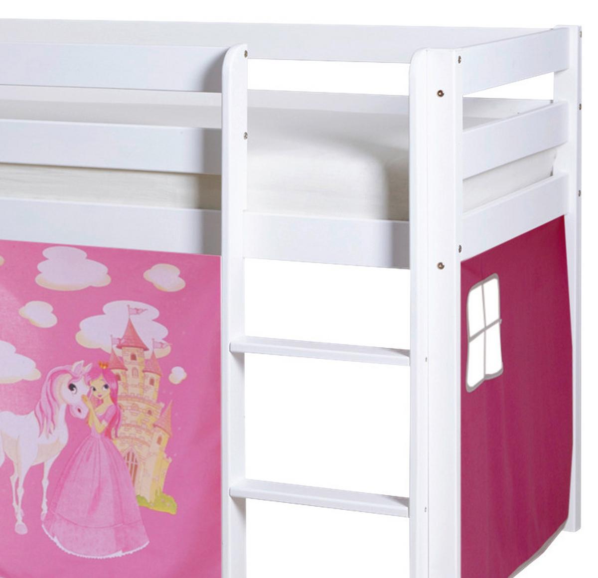 Igralna Postelja Manuel, 90x200, Roza, Tobogan - pink/bela, Natur, les (90/200cm) - MID.YOU