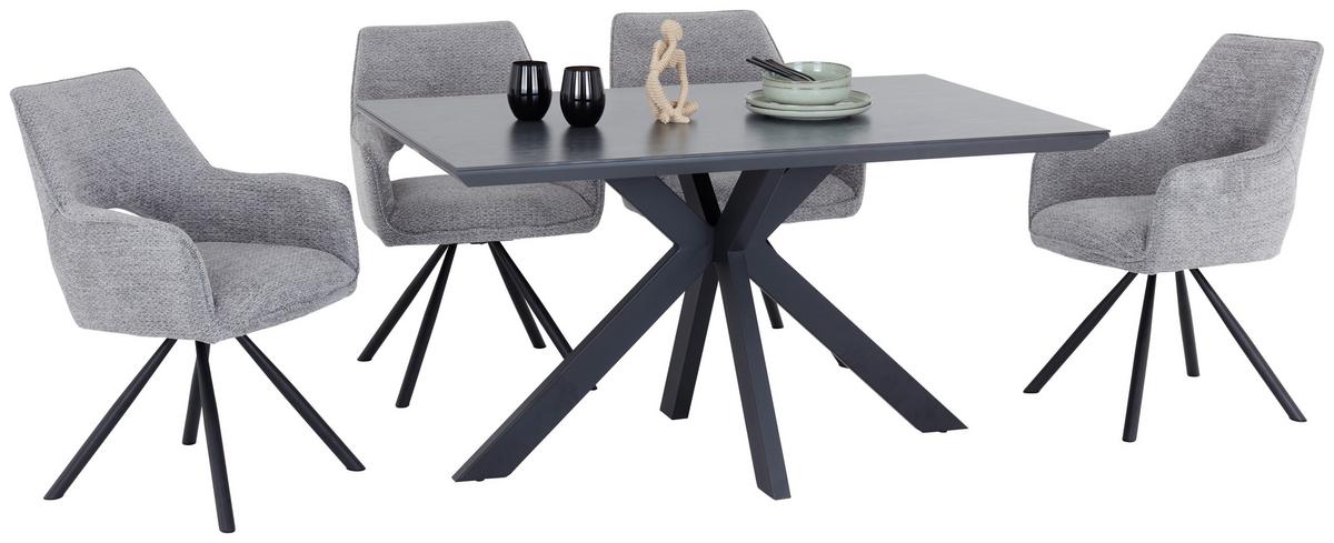Jedilna Miza Steve 2, Črna, 140x90 Cm - črna, Moderno, kovina/leseni material (140/76/90cm)