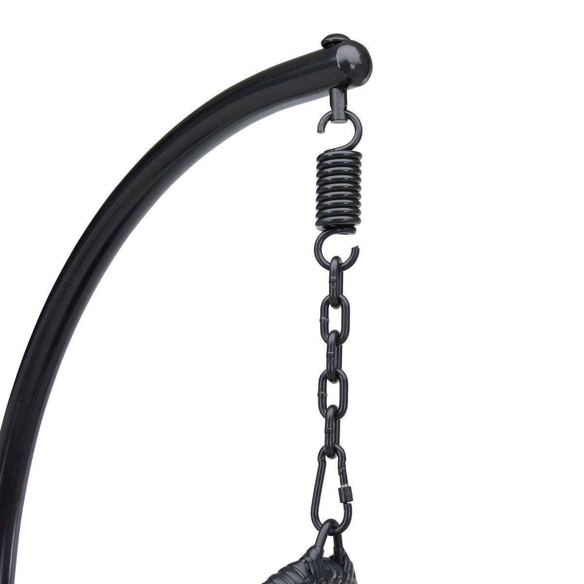 Hängesessel Caitlin Schwarz Metall/Kunststoff/Outdoorstoff - Schwarz, MODERN, Kunststoff/Textil (110/198/105cm) - Bessagi Garden