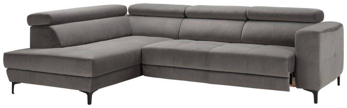 Wohnlandschaft Emma links Grau - Schwarz/Grau, MODERN, Textil (210/47/301cm) - Premium Living