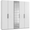 Drehtürenschrank Level 36A mit Spiegel ca. 250 cm Weiß - Chromfarben/Weiß, MODERN, Holzwerkstoff (250/236/58cm) - MID.YOU