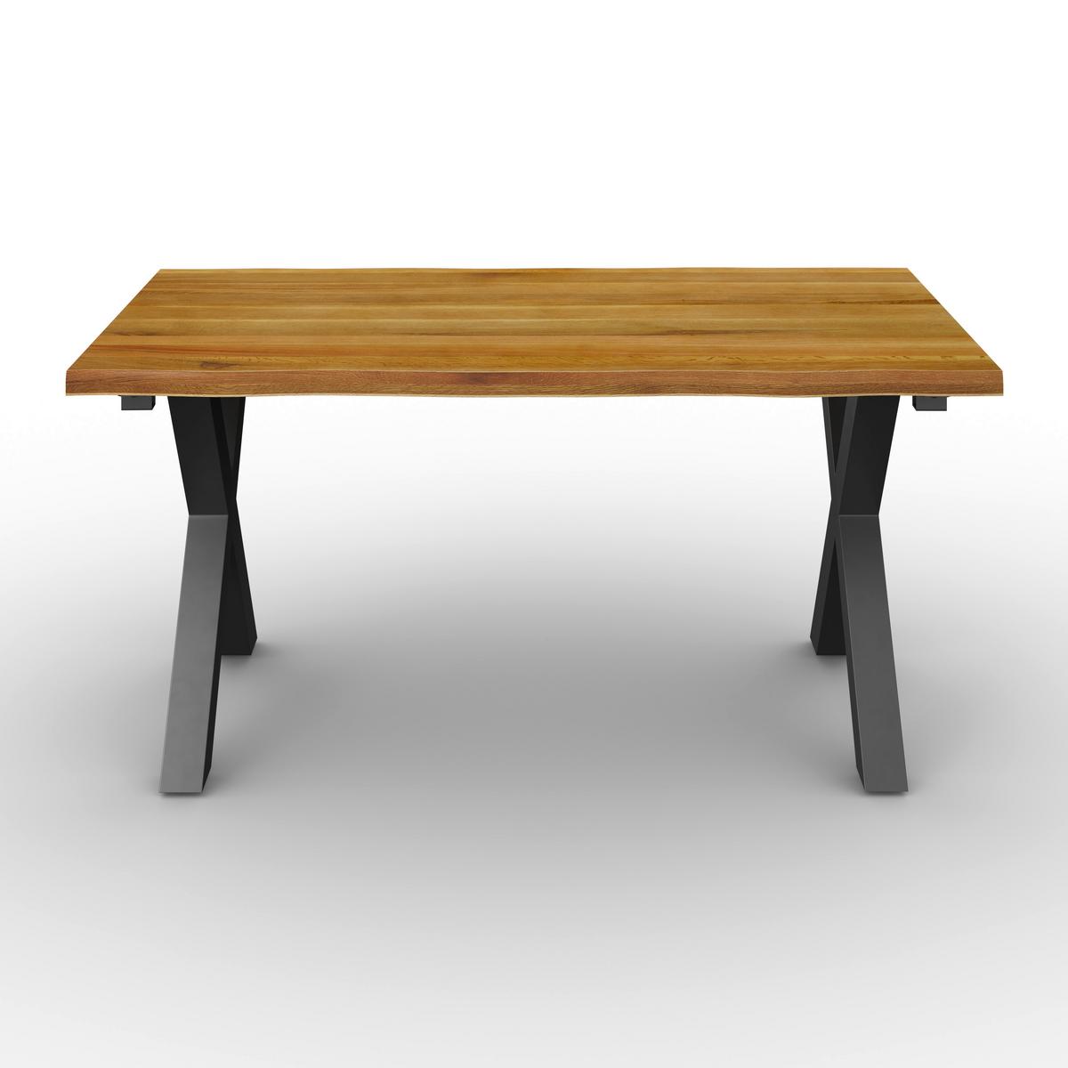 Ausziehtisch Ariano Eiche Echtholz ca. 160-240/90/76 cm - Eichefarben/Schwarz, MODERN, Holz/Metall (160-240/76/90cm) - Bessagi Home