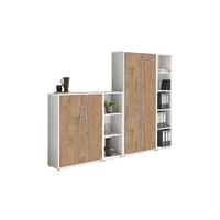 Aktenschrank Office Edition Sw Set 4 Weiß/Eichefarben - Eichefarben/Weiß, MODERN, Holzwerkstoff (257/186/33cm) - MID.YOU