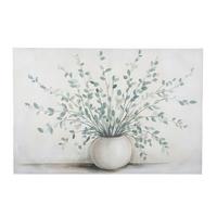 Leinwandbild Vase mit Eukalyptus Creme/Hellgrün - Creme/Hellgrün, Basics, Textil (120/80/3,5cm)