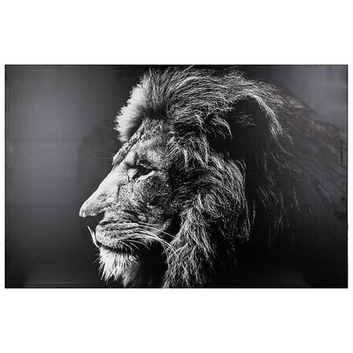 Tablou Lion cca. 118x78 cm - alb/negru, Basics, material pe bază de lemn (118/2,8/78cm)