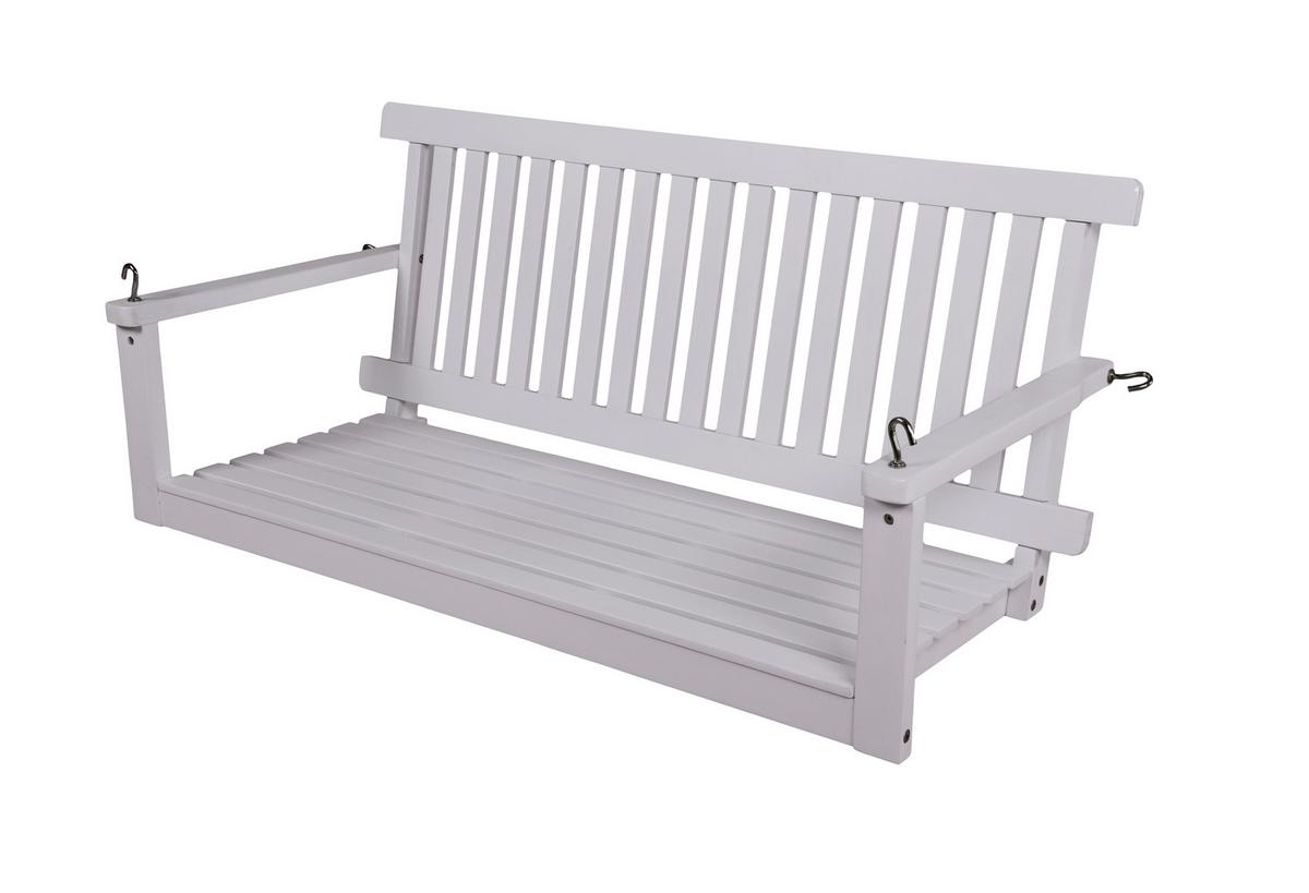 Hängebank Augusta Weiß ca. 130x57x63 cm Holz - Eukalyptusholzfarben/Goldfarben, Basics, Holz/Metall (130/57/63cm) - Gardenson