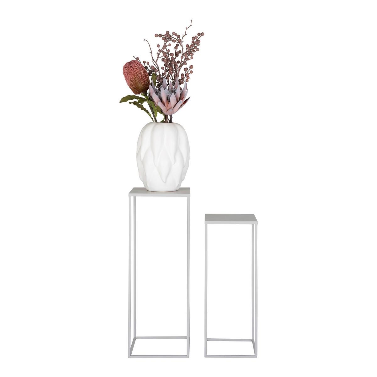 Blumentischset Beja Flower Hellgrau - Hellgrau, Design, Metall