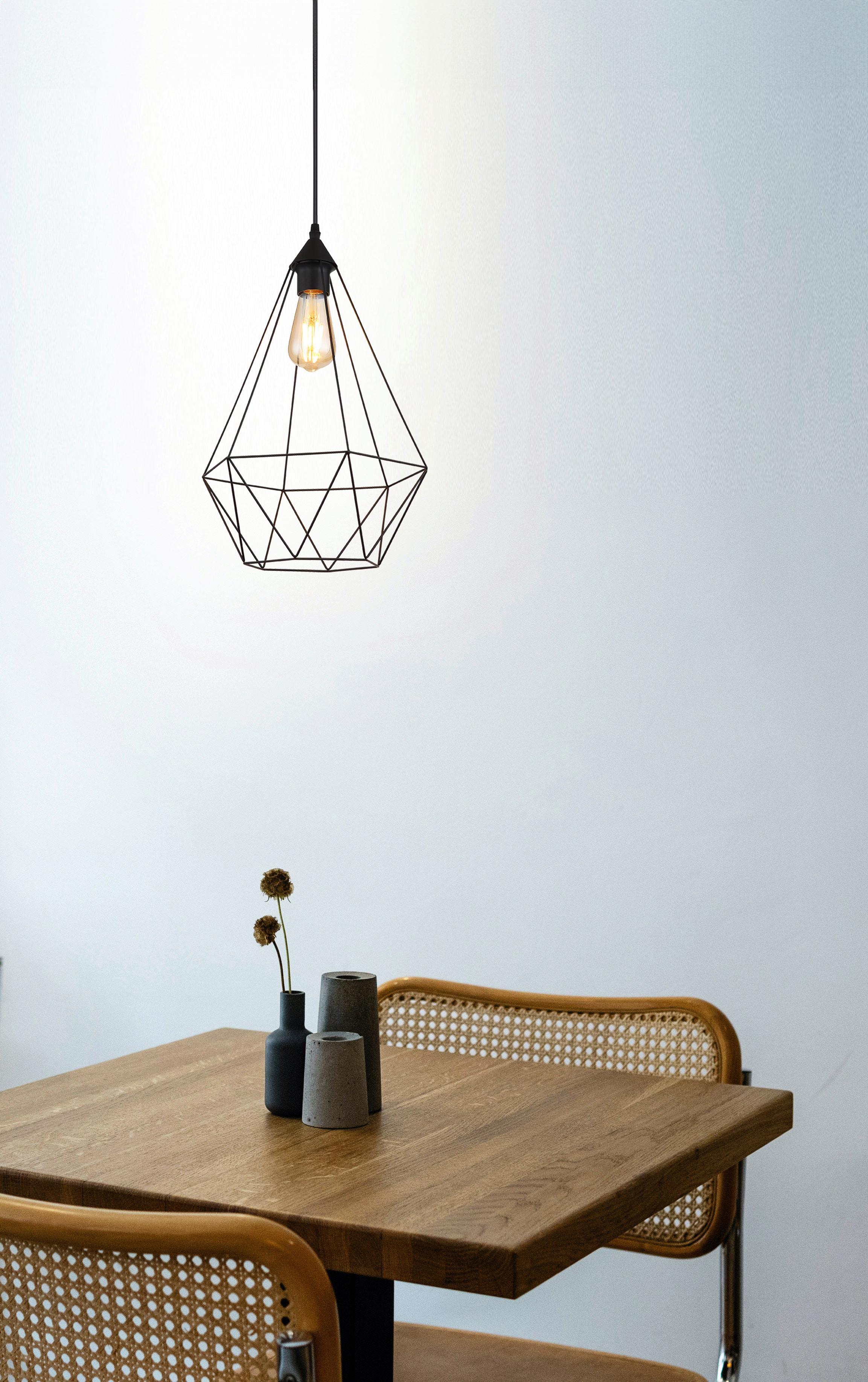 Hängeleuchte Zachary Schwarz max. 60 Watt - Schwarz, Design, Textil/Metall (30/120cm) - Globo