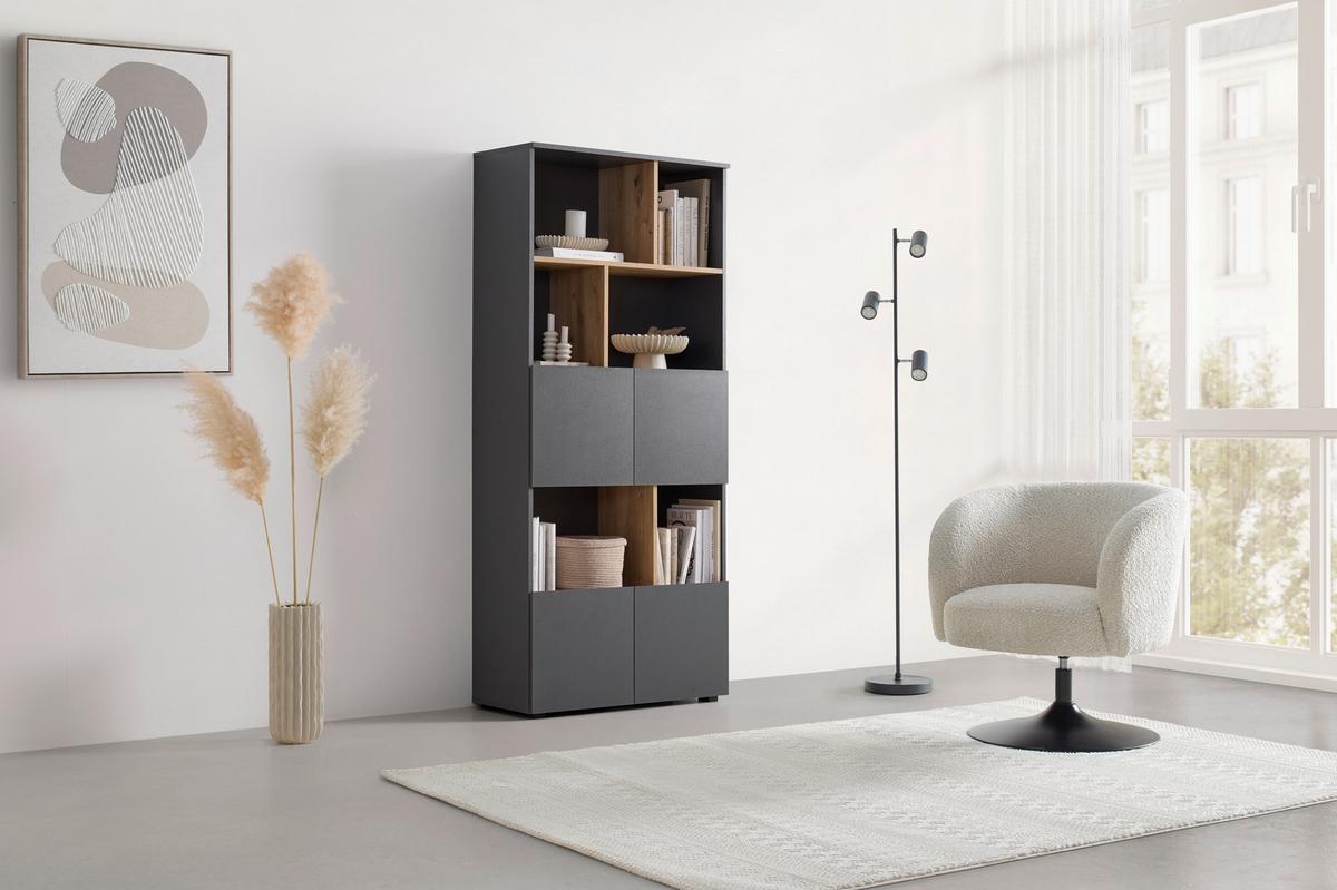 Regal Savanna Anthrazit - Anthrazit/Schwarz, Modern, Holzwerkstoff/Kunststoff (80/180/35cm) - Mömax