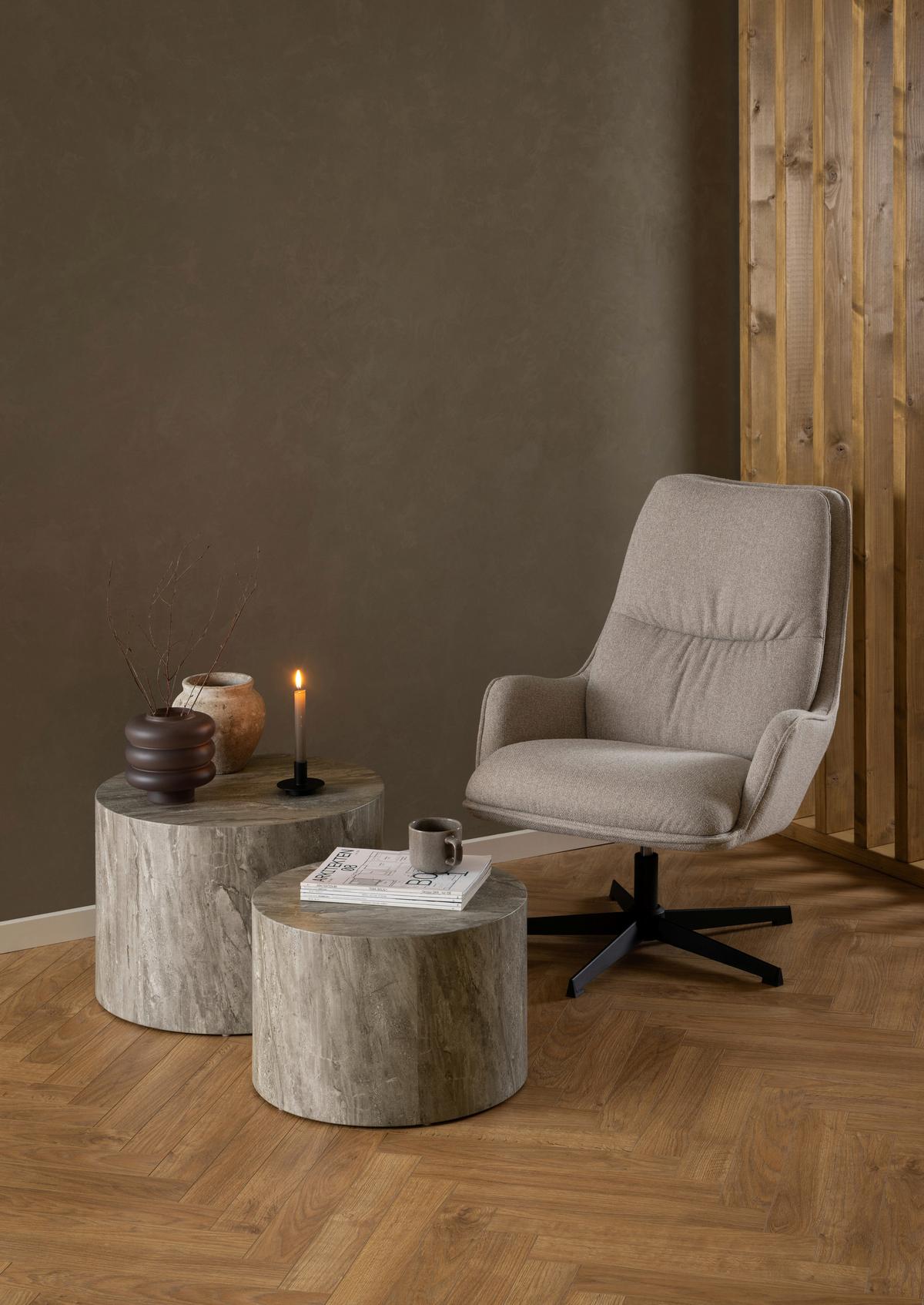 ZESTAW STOLIKÓW KAWOWYCH DICE - szary, Design, materiał drewnopochodny (58-50/58-50/40-33cm) - MID.YOU