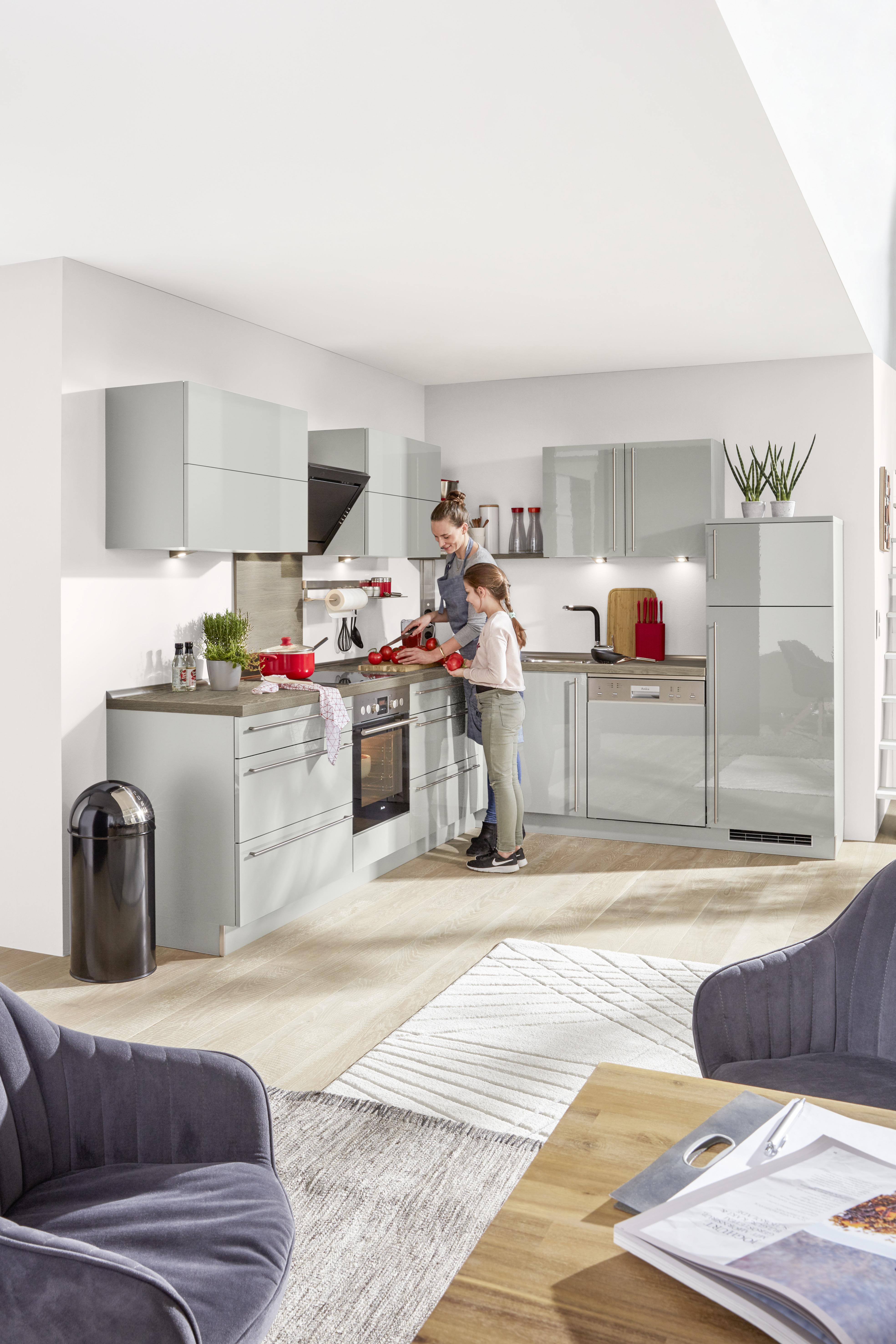 Eckküche Nolte Lux Grau - Grau (235/305cm) - Nolte Küchen