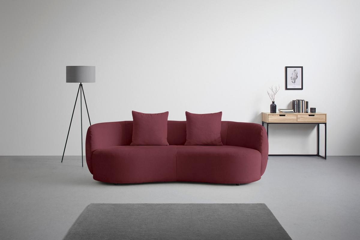Bigsofa Leonas Bordeaux - Bordeaux/Schwarz, Modern, Kunststoff/Textil (235/72/110cm) - Premium Living