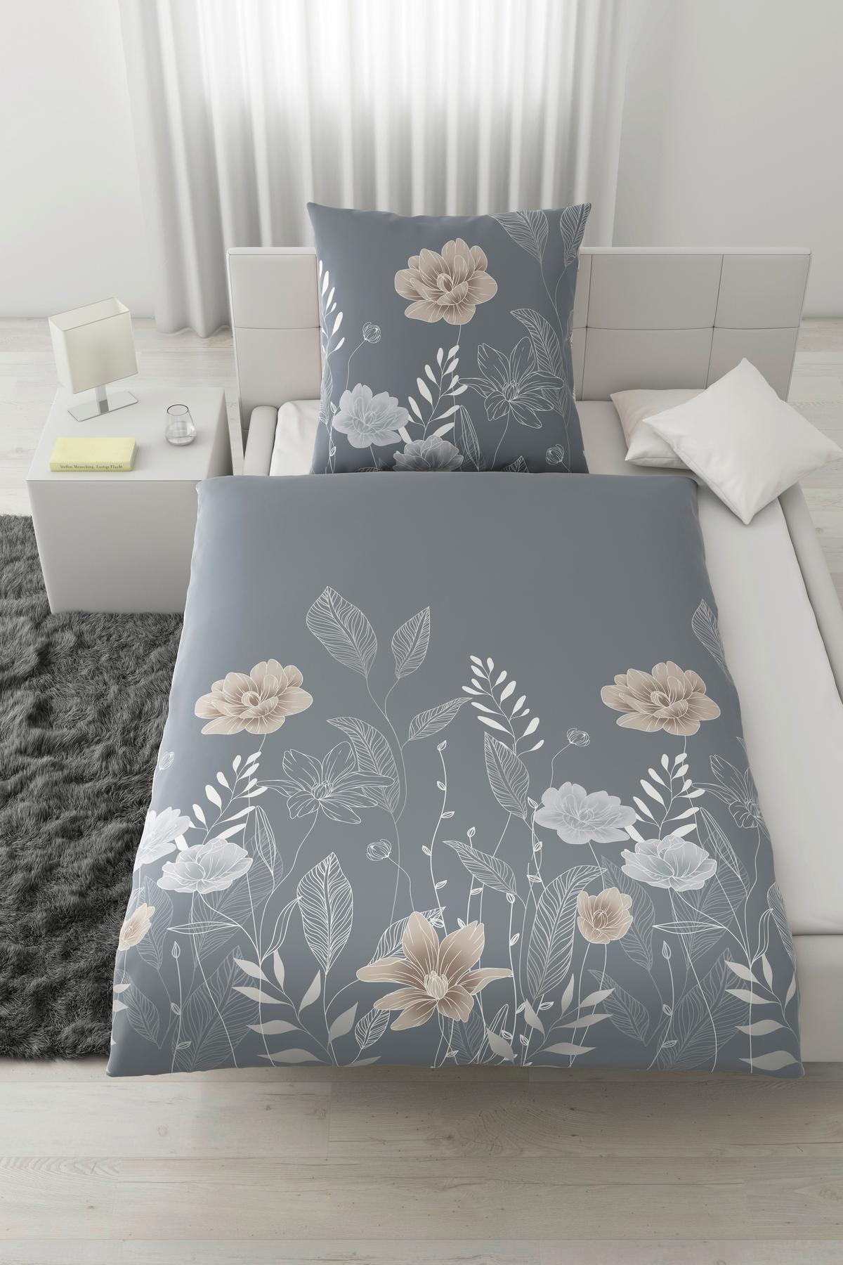Bettwäsche Nala Grau ca. 135x200cm - Grau, ROMANTIK / LANDHAUS, Textil (135/200cm) - Mömax