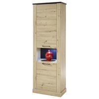 Vitrina Morel Morel - črna/barve hrasta, Romantika, leseni material (71/211/38cm) - Mömax