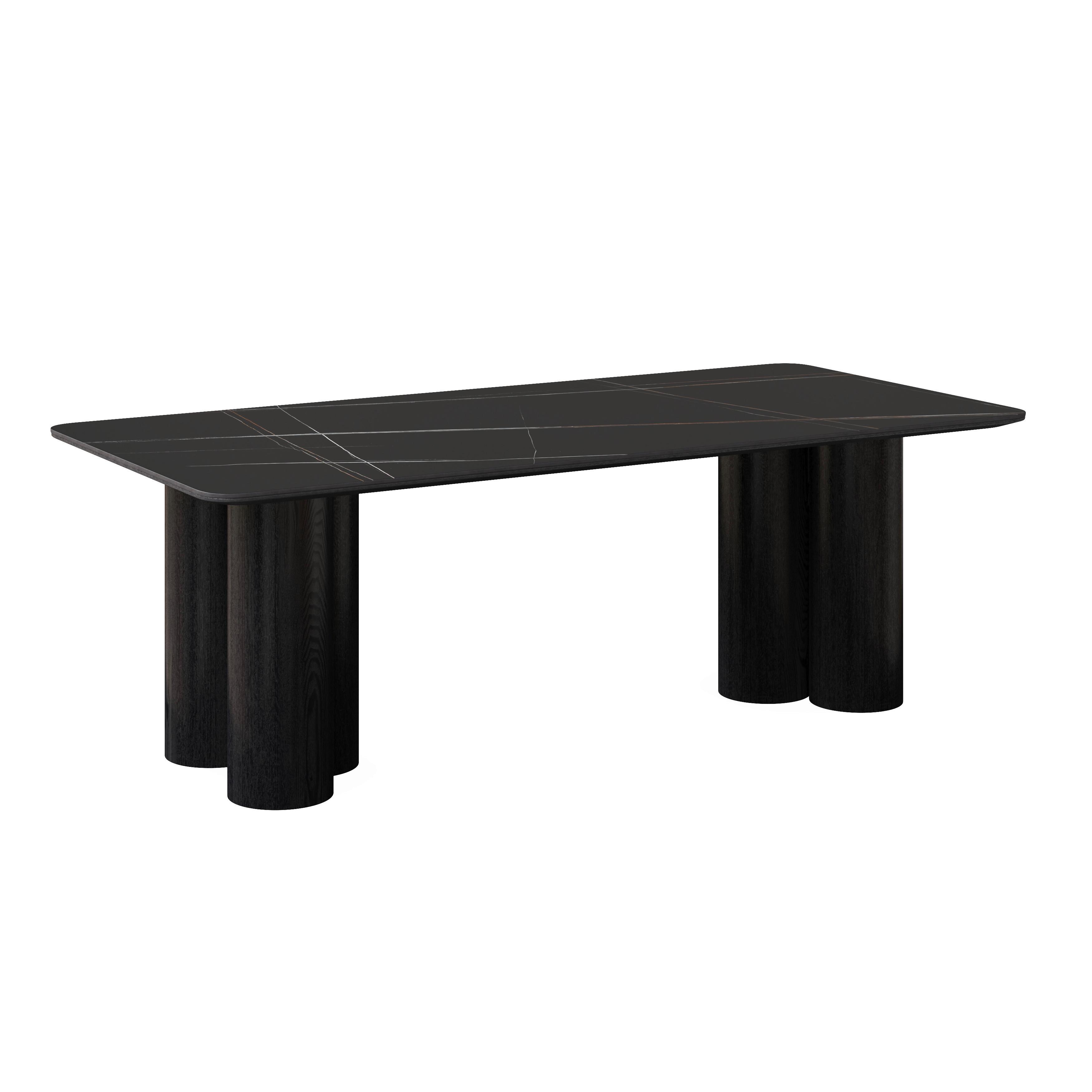 Esstisch Kiano Holz/Keramik Schwarz ca. 220x105 cm - Schwarz, MODERN, Holz/Keramik (220/76/105cm) - Bessagi Home