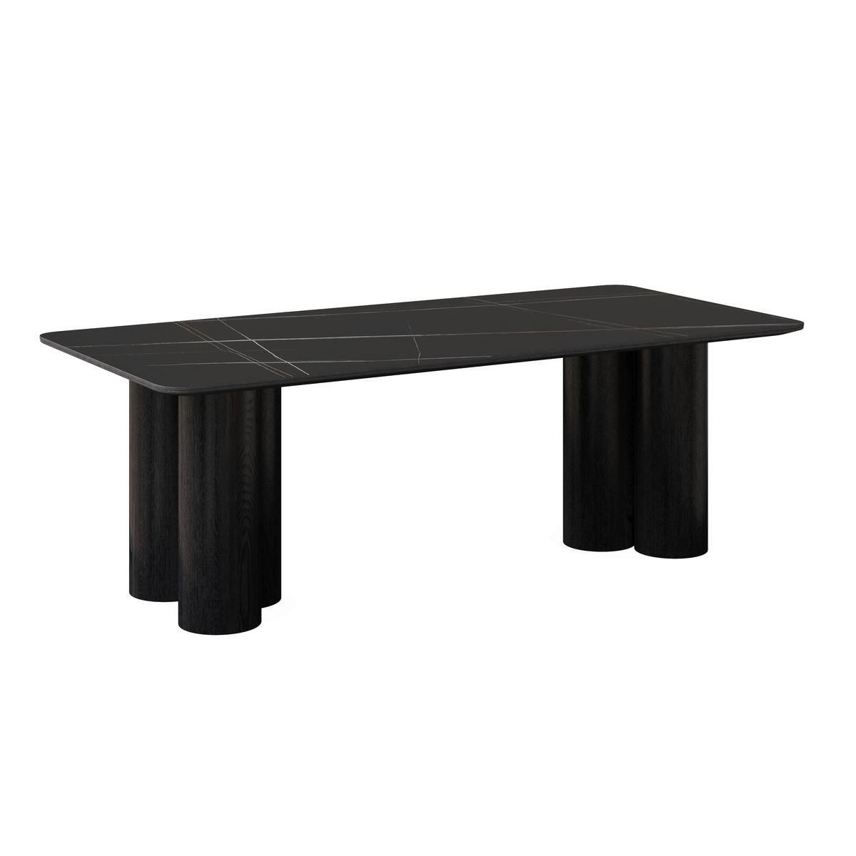 Esstisch Kiano Holz/Keramik Schwarz ca. 220x105 cm - Schwarz, MODERN, Holz/Keramik (220/76/105cm) - Bessagi Home