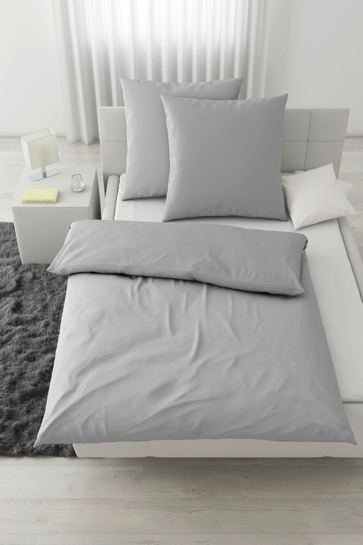 Bettwäsche Stone Washed Uni XXL Hellgrau ca. 200x200cm - Hellgrau, MODERN, Textil (200/200cm) - Modern Living