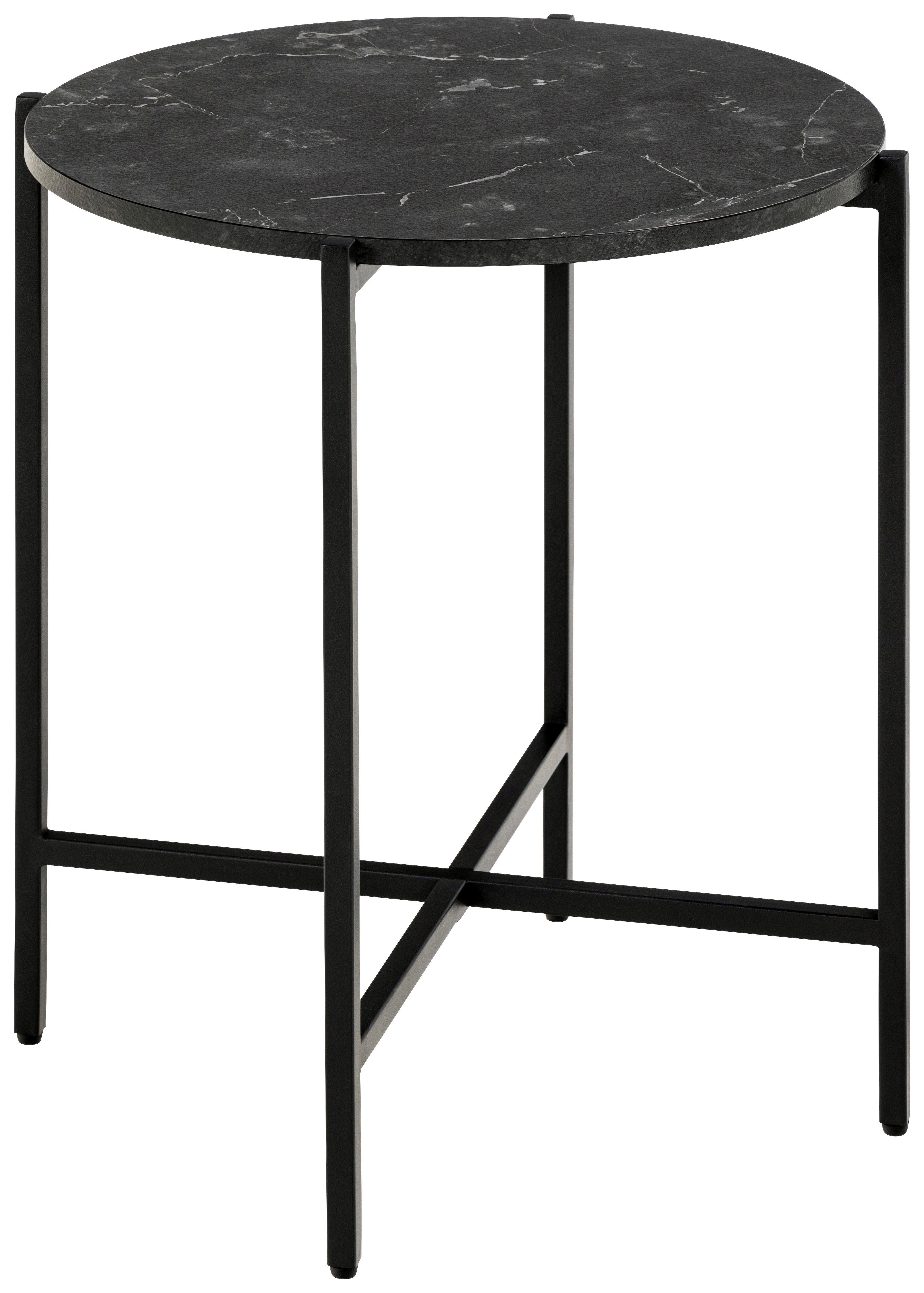 Masă auxiliară LAMOINE - negru, Modern, metal/material pe bază de lemn (42,7/42,7/44,3cm) - Modern Living