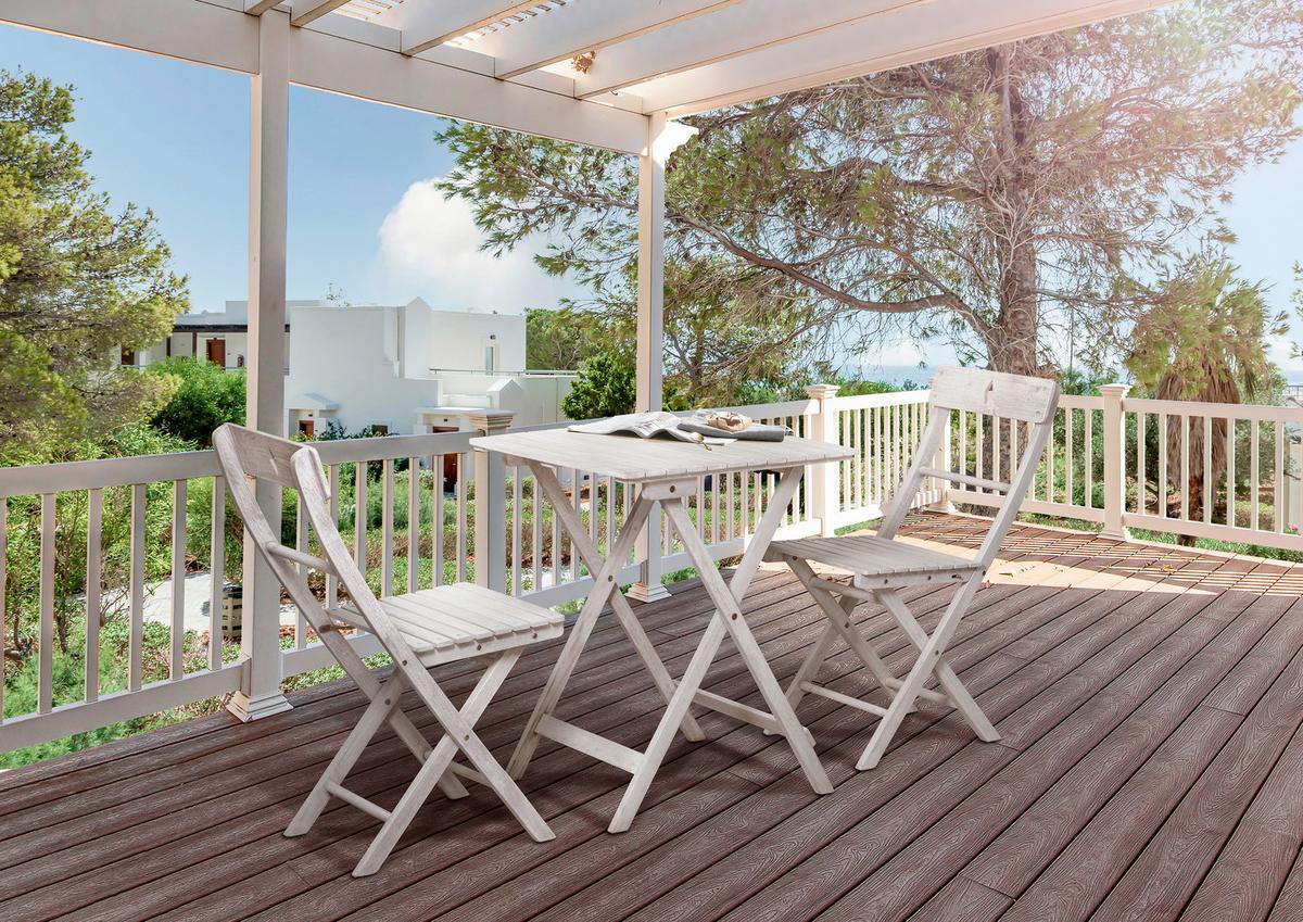 Balkonset 3-tlg. Naturfarben Akazienholz - Grau, Natur, Holz - Gardenson