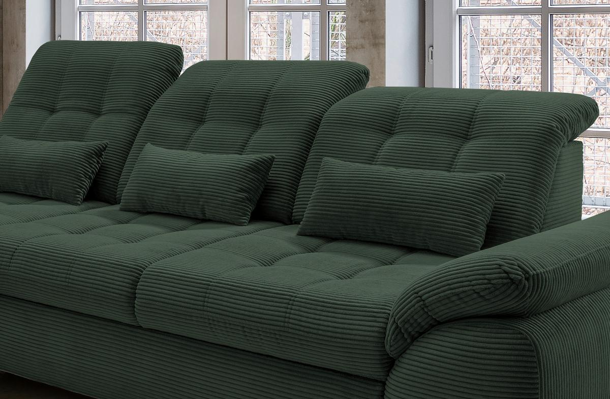 Ecksofa mit Bettkasten Rigatti ca. 184x314 cm Dunkelgrün - Dunkelgrün/Schwarz, MODERN, Textil/Metall (184/314cm) - Livetastic